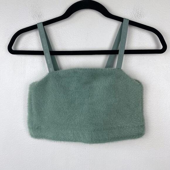 Gymshark Whitney Eyelash Knit Bandeau Leaf Green Light Support Bra Size Medium - Picture 2 of 7